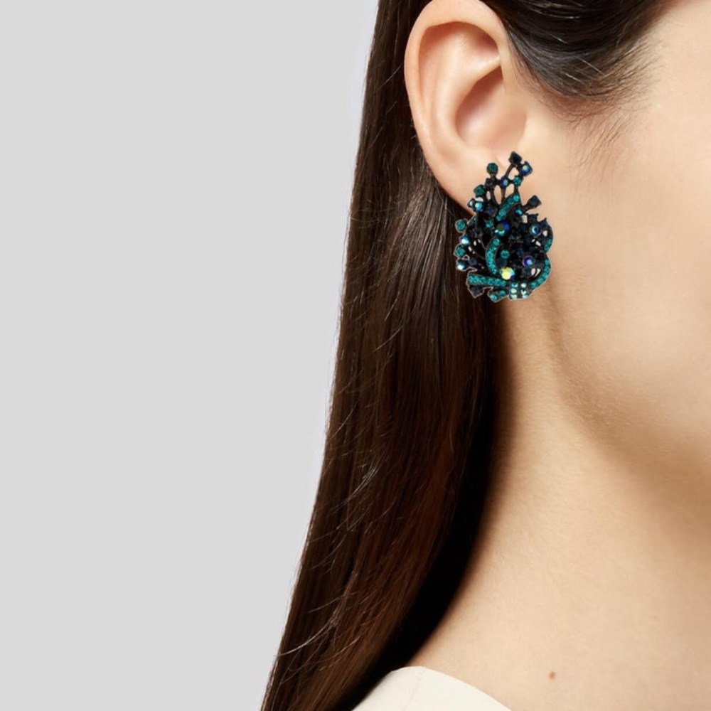 Jose & Maria Barrera Clip On Crystal Earrings - Purple - Picture 12 of 12